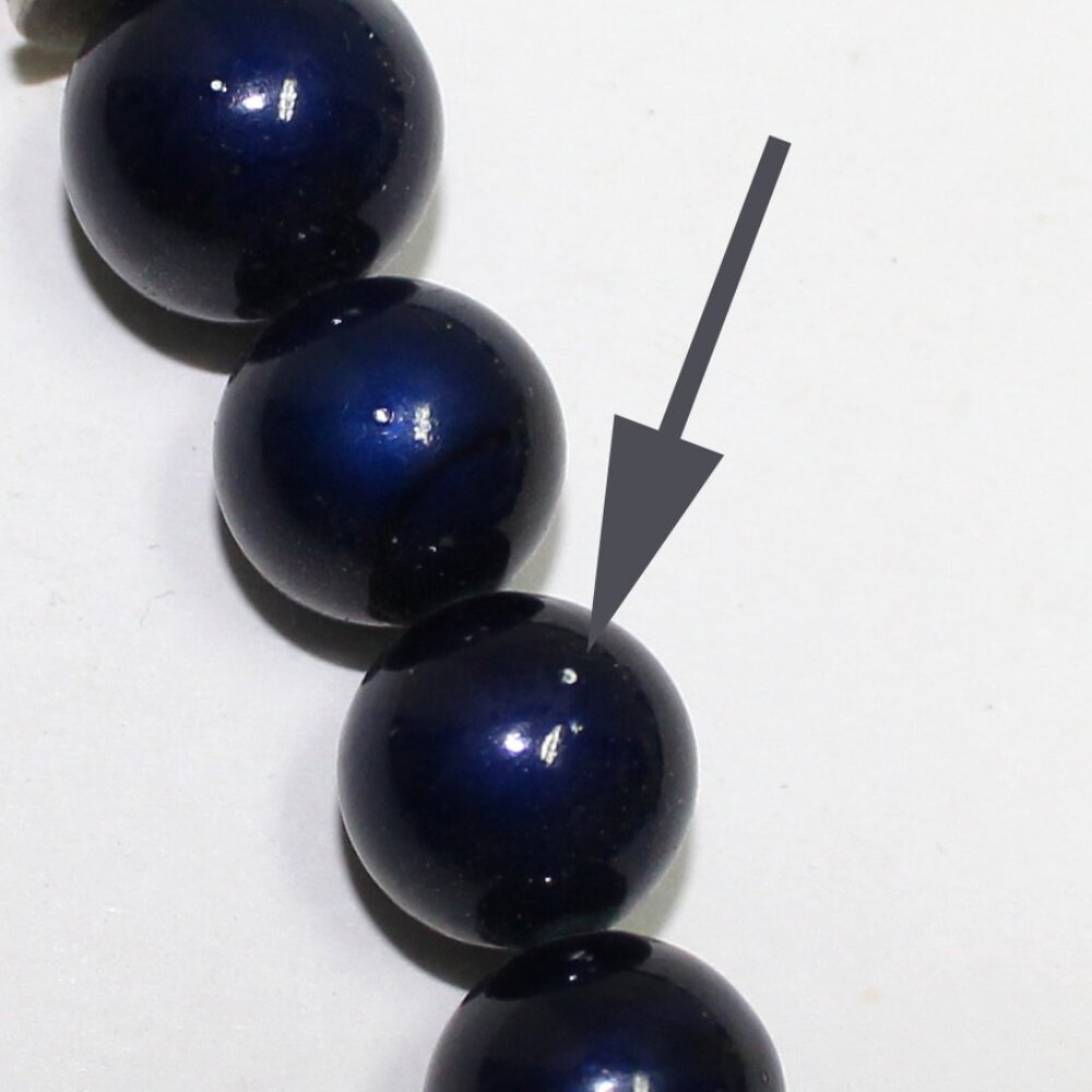 Blue, Silver Bead & Imitation Pearl 30" Long Resin Spring Ring Clasp Necklace - Picture 9 of 9